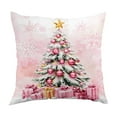 thumbnail image 1 of Virelaxpo Pink Christmas Pillow Cover with Festive Santa Snowman Tree Designs,Soft Plush Decorative Throw Pillowcase for Living Room Bedroom Holiday Styling, 1 of 6