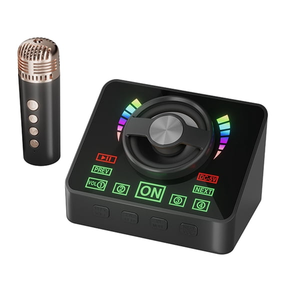 Virelaxpo Portable Karaoke Speaker System with Wireless Microphone Bluetooth 5.3 and LED Lights for Home Singing and Party Fun