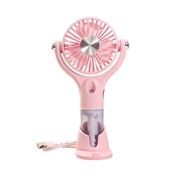 Virelaxpo Portable Misting Fan with 360° Rotation, USB Rechargeable Spray Fan with Stand, Humidifying Cooling Fan for Office Desk and Outdoor Use