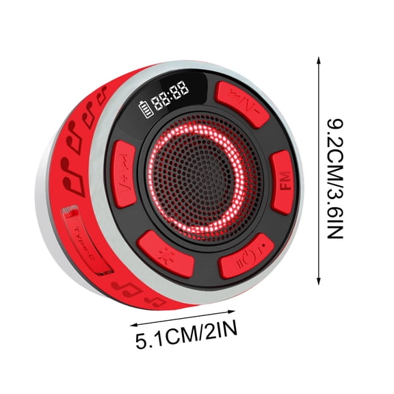 Virelaxpo Portable Speaker with Detachable Suction Cup and LED Lights for Bathroom and Outdoor Activities, Wireless Stereo Pairing, Long Battery Life, Compact Design