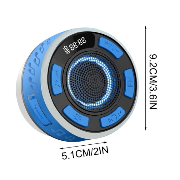 Virelaxpo Portable Speaker with Detachable Suction Cup and LED Lights for Bathroom and Outdoor Activities, Wireless Stereo Pairing, Long Battery Life, Compact Design