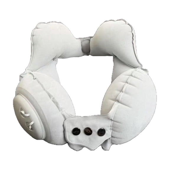 Virelaxpo Press to Inflate U Shape Neck Pillow Portable Inflatable Travel Neck Cushion Support for Car Airplane Office Nap 31.5 Inch