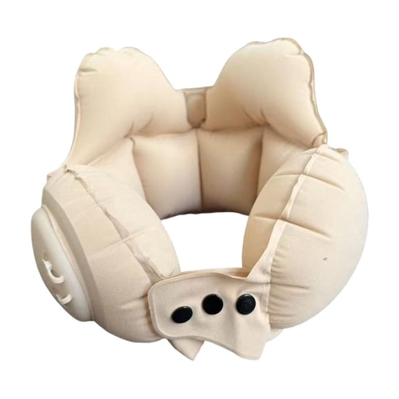 Virelaxpo Press to Inflate U Shape Neck Pillow Portable Inflatable Travel Neck Cushion Support for Car Airplane Office Nap 31.5 Inch