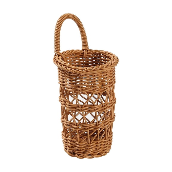 Virelaxpo Rattan Design Wall Mounted Cutlery Storage Basket, Decorative Hanging Organizer for Spoons Forks Knives Kitchen Tools, Tableware and Utensil Holder for Dining Room and Home Decor