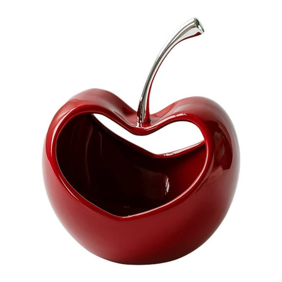 Virelaxpo Red Ceramic Apple-Shaped Decorative Bowl for Keys Storage Christmas Holiday Happy Home Decor Decor with Metal Options