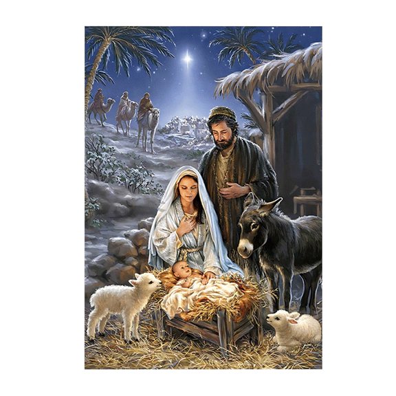 Virelaxpo Religious Christmas Garden Flag,Double-Sided Design for Courtyard Decoration and Festival Celebrations,Durable Polyester Material