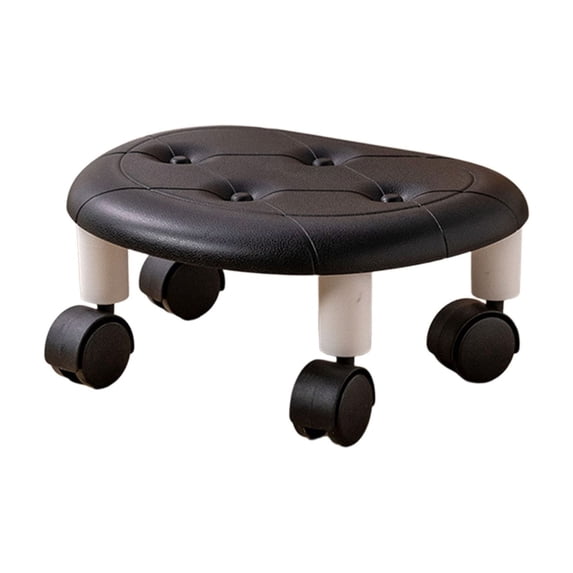 Virelaxpo Rolling Low Stool with Comfortable Padded Seat and 360-Degree Swivel Wheels for Easy Cleaning Kitchen Bathroom and Home Use Mobile Stool for Compact Storage