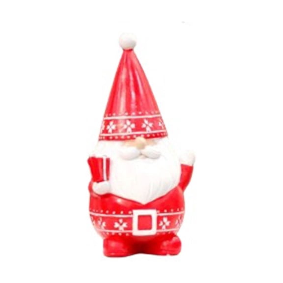 Virelaxpo Santa Gnome Resin Figurine Holding Gift Box Christmas Tabletop Mantel Decor 4x3x8 Inch