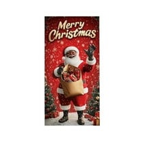 Virelaxpo Santa and Snowman Christmas Door Banner, Festive Hanging Flag for Front Porch, Holiday Party Decoration for Home