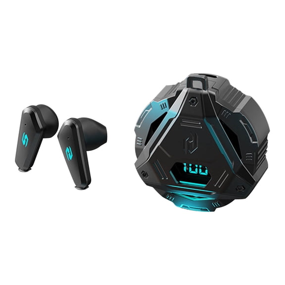 Virelaxpo Semi-In-Ear Wireless Gaming Bluetooth Headset with Mecha Design, Zero-Latency Audio, Long Battery Performance for E-Sports Gaming and On-the-Go Entertainment