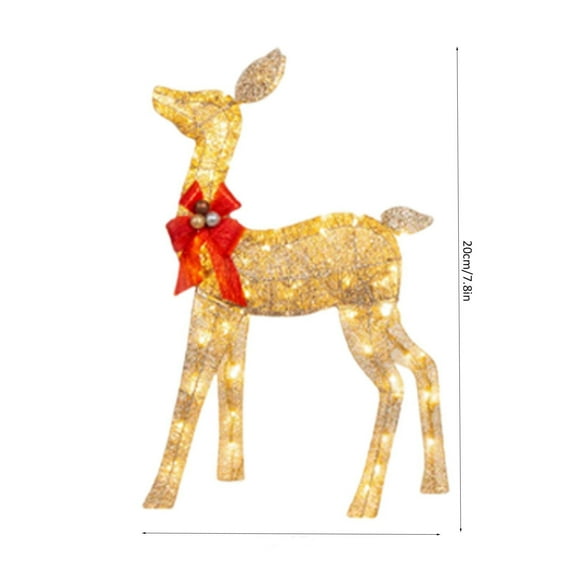 Virelaxpo Set of 3 LED Light Up Christmas Reindeer Decor with Red Bows - Indoor and Outdoor Holiday Decoration for Home and Garden | Easy Assembly and Storage