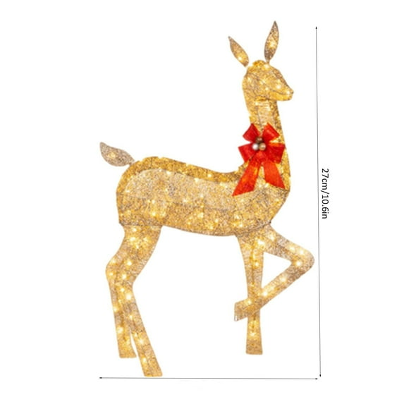Virelaxpo Set of 3 LED Light Up Christmas Reindeer Decor with Red Bows - Indoor and Outdoor Holiday Decoration for Home and Garden | Easy Assembly and Storage