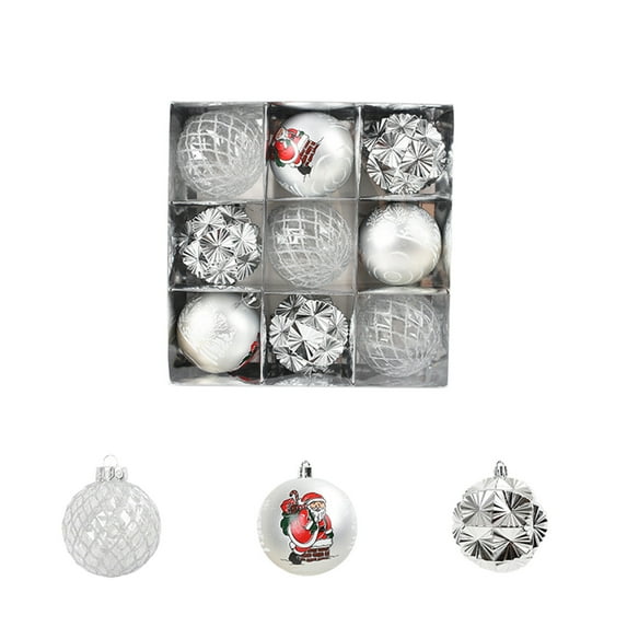 Virelaxpo Set of 9 Christmas Ornament Balls - 8cm Colorful Plastic Decorative Spheres for Tree Decor, Wreath, and Holiday Gift, with Pre-attached Loops