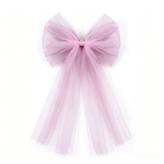 Virelaxpo Sheer Mesh Bow Decoration with Flowing Ribbons, Layered Hanging Bow Ornament for Christmas Tree Wedding Party Home Decor