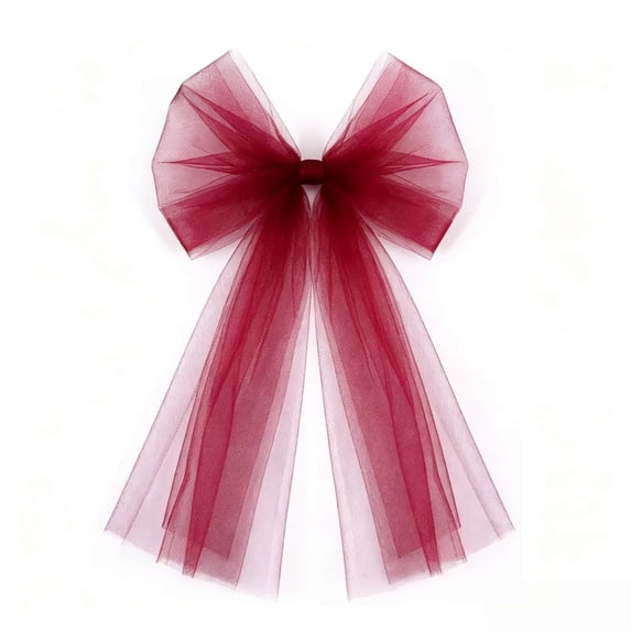 Virelaxpo Sheer Mesh Bow Decoration with Flowing Ribbons, Layered Hanging Bow Ornament for Christmas Tree Wedding Party Home Decor