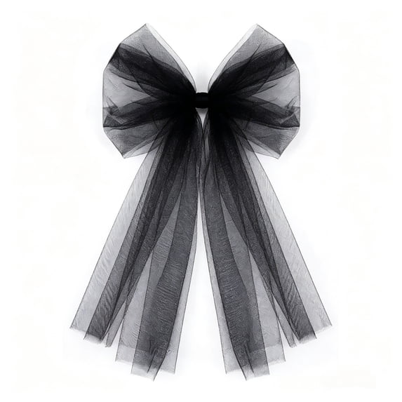 Virelaxpo Sheer Mesh Bow Decoration with Flowing Ribbons, Layered Hanging Bow Ornament for Christmas Tree Wedding Party Home Decor
