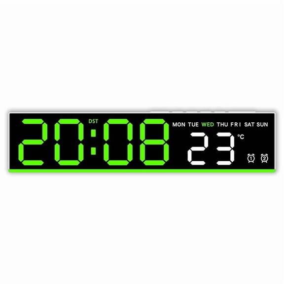 Virelaxpo Slim Digital Alarm Clock LED Display Date Temperature Dual Power for Living Room Bedside