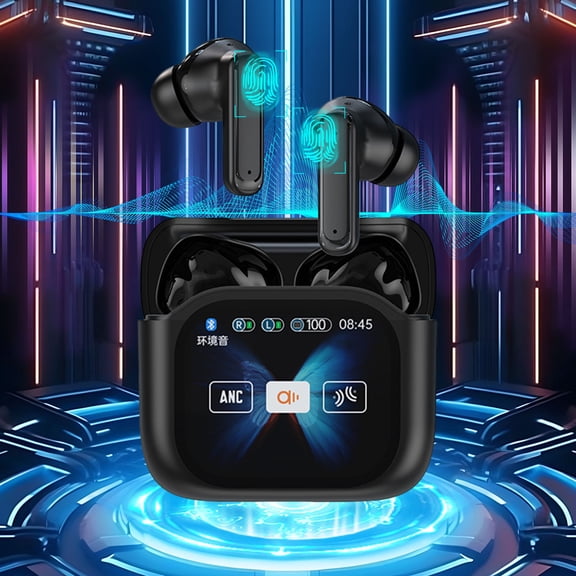 Virelaxpo Smart Translation Bluetooth Headset, Color Screen Display ANC Noise Reduction Earphones, for Business, Travel, Language Learning, Hands-Free Calls