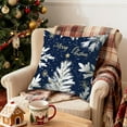 thumbnail image 1 of Virelaxpo Snowflake Pattern Christmas Pillow Cover in Blue and Gold, Linen Fabric for Living Room Decorations, 1 of 6