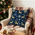 thumbnail image 1 of Virelaxpo Snowflake Pattern Christmas Pillow Cover in Blue and Gold, Linen Fabric for Living Room Decorations, 1 of 6