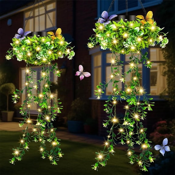 Virelaxpo Solar Cascading Ivy Vine Hanging Lights Warm LED For Porch Patio Garden Wall Decor Outdoor Auto On Off Daytime Charging
