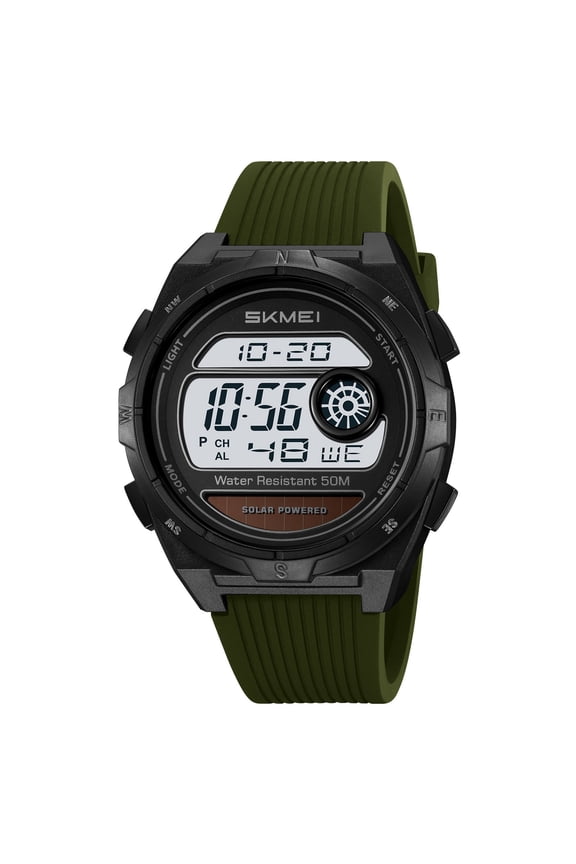 Solar Powered Digital Watch, Multifunctional Sports Wristwatch with Alarm and Luminous Display, for Outdoor Activities and Daily Timekeeping