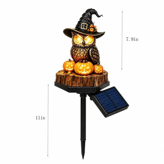 Virelaxpo Solar Powered Owl Ground Insert With Wizard Hat For Lawn Garden Pathway Halloween Decoration
