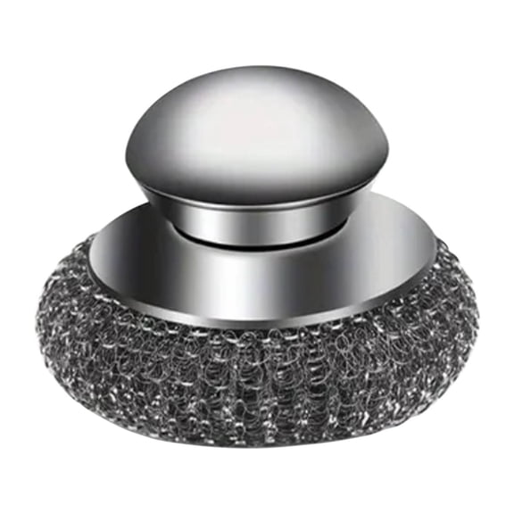 Virelaxpo Stainless Steel Wool Scrubber Set with Handle, 5 Replaceable Pads for Cleaning Dishes and Pots, Kitchen Sink Maintenance Tool