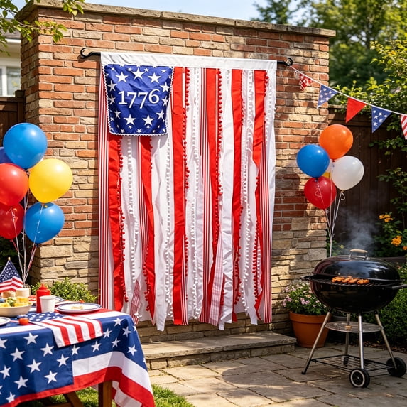 Virelaxpo Tattered USA Flag 27x50 Inch Vintage Fabric Patriotic Banner for Yard Wall Hanging Porch Indoor Display Memorial Day Summer