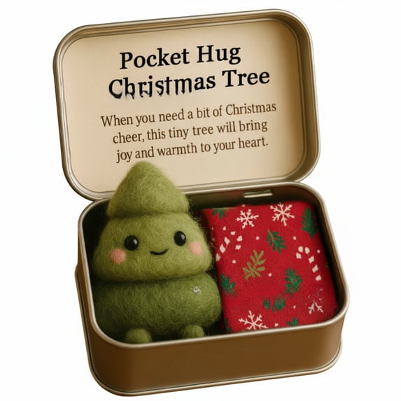 Virelaxpo Tin Box with Cuddly Toy Christmas Pocket Hug Gift for Holiday