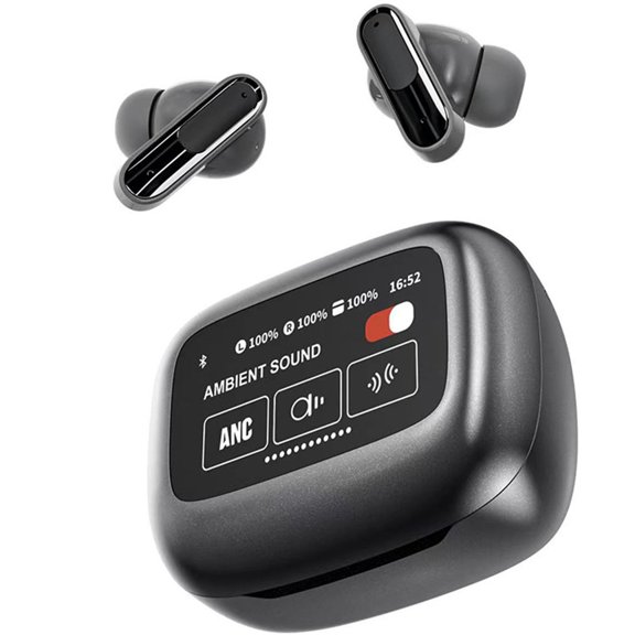 Virelaxpo V20 Wireless Earbuds with Touch Screen ANC Noise Cancelling Dual Microphone Bluetooth 5.4 for Gaming Music and Calls
