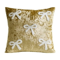 Virelaxpo Velvet Sofa Cushion Cover with Bow - Polyester Pillow Case in Multiple Colors for Home Decor