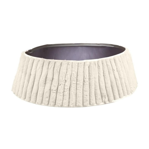 Virelaxpo Vertical Stripe Plush Knit Christmas Tree Skirt, Decorative Holiday Tree Skirt for Festive Home and Event Decor