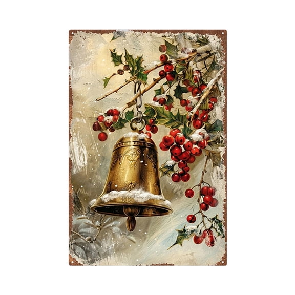Virelaxpo Vintage Christmas Metal Wall Art, Rustic Hanging Sign for Indoor Decor, Festive Holiday Decoration for Living Room Porch