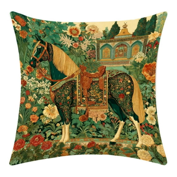 Virelaxpo Vintage Horse Print Themed Pillow Cover for Home Decor and Office Accent in Multi-Color Options