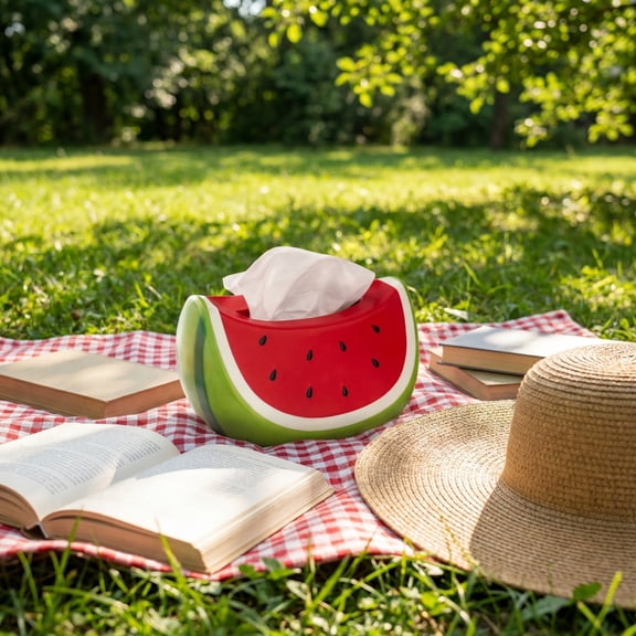 Virelaxpo Watermelon Shape Tissue Box, Creative Decorative Napkin Holder for Living Room Coffee Table Dining Table Desktop