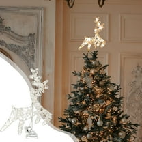 Virelaxpo White LED Christmas Tree Topper Star Deer Shape Light Up Decoration Battery Operated for Holiday