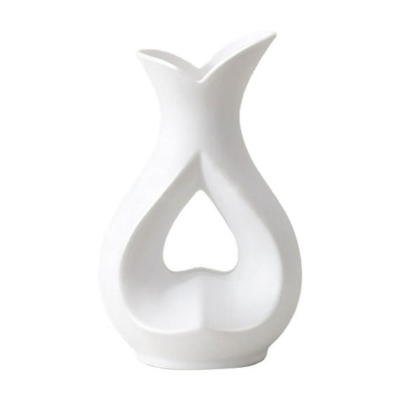 Virelaxpo White and Black Plastic Vase - Wedding Decoration Ceramic Finish Vase, Table Bookshelf Art Decor, Durable Home Decor