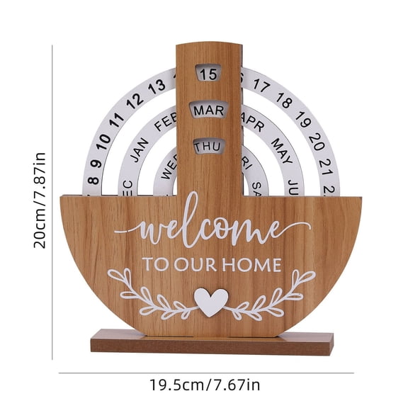Virelaxpo Wooden Perpetual Calendar with Rotating Mechanism,Solid Wood Desktop Decor for Home Office,Multifunctional Date Display and Elegant Craftsmanship