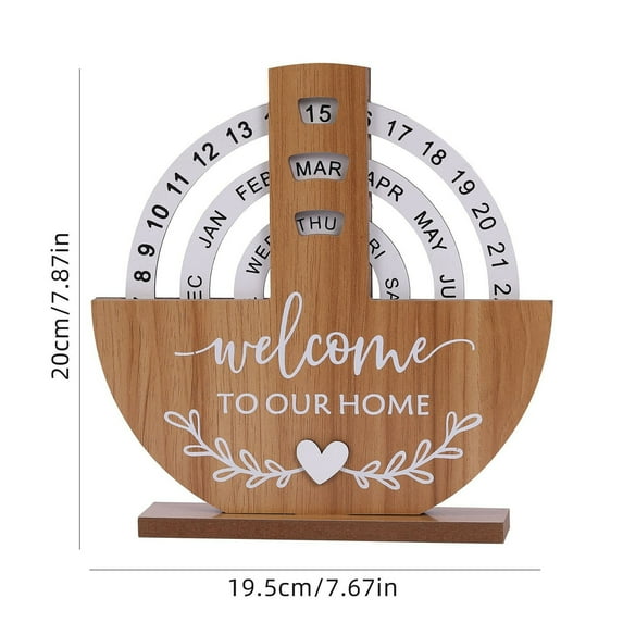 Virelaxpo Wooden Perpetual Calendar with Rotating Mechanism,Solid Wood Desktop Decor for Home Office,Multifunctional Date Display and Elegant Craftsmanship