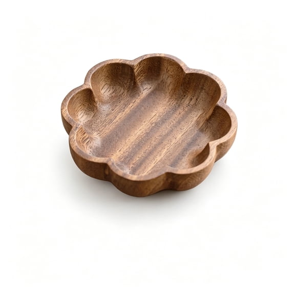 Virelaxpo Wooden Round Serving Tray 4.7in and 5.9in Available, Recessed Rim Platter for Snacks Fruit Jewelry Coffee Table Vanity Organization