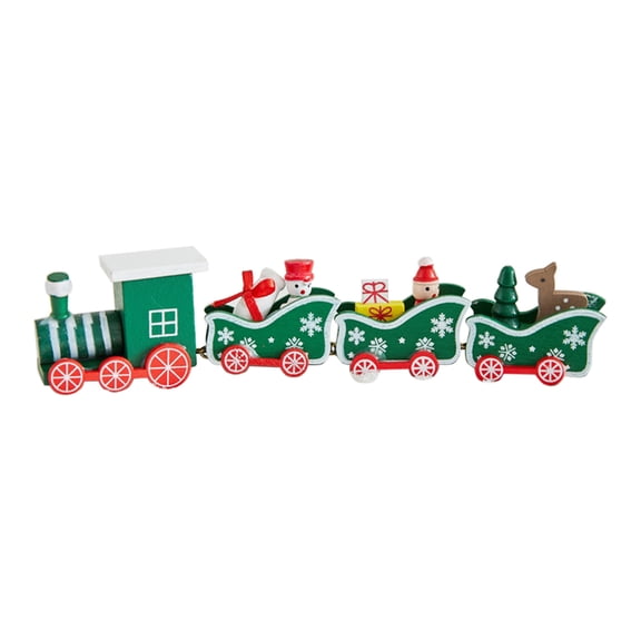 Virelaxpo Wooden Train Figurines Set for Christmas Desktop Decoration, Miniature Railroad Ornaments for Home and Office - Multicolor Handcrafted Design, Enhances Holiday Decor Atmosphere