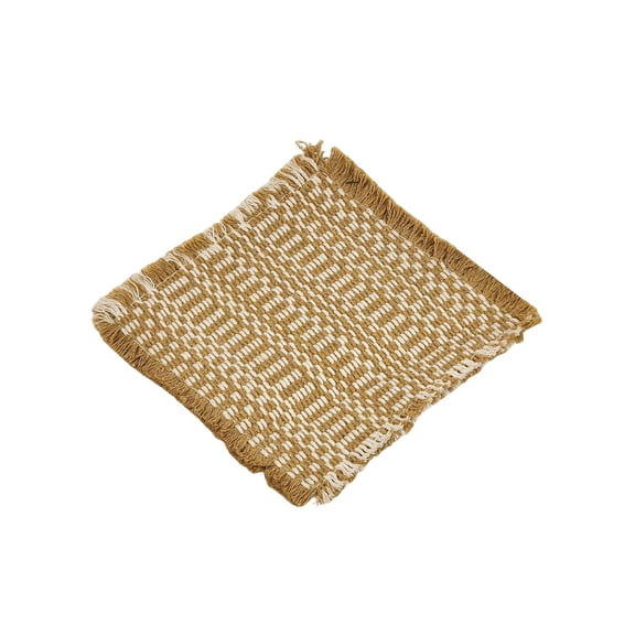 Virelaxpo Woven Coaster Set with Tassels 4x4 Inches, Cotton Absorbent Drink Mat for Coffee Table, Tea, Cups, Home Decor