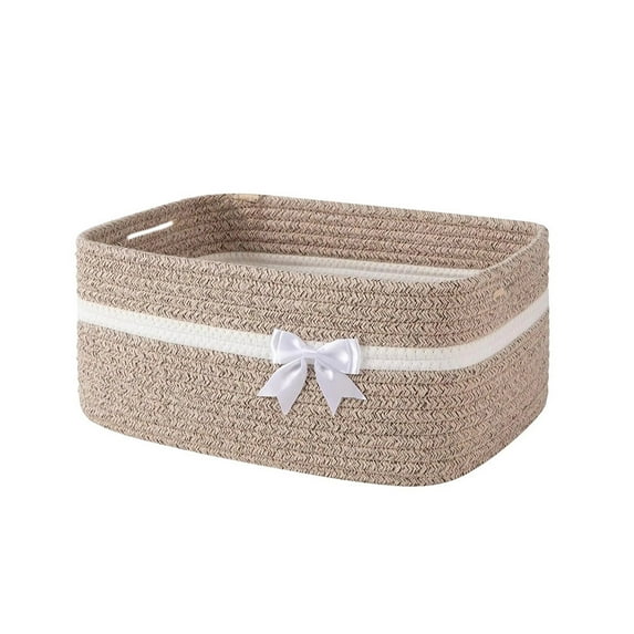 Virelaxpo Woven Storage Basket for Home Organization and Gift Giving, Cotton Bin with Handles for Toys Clothes, Versatile Decor for Living Room and Bedroom