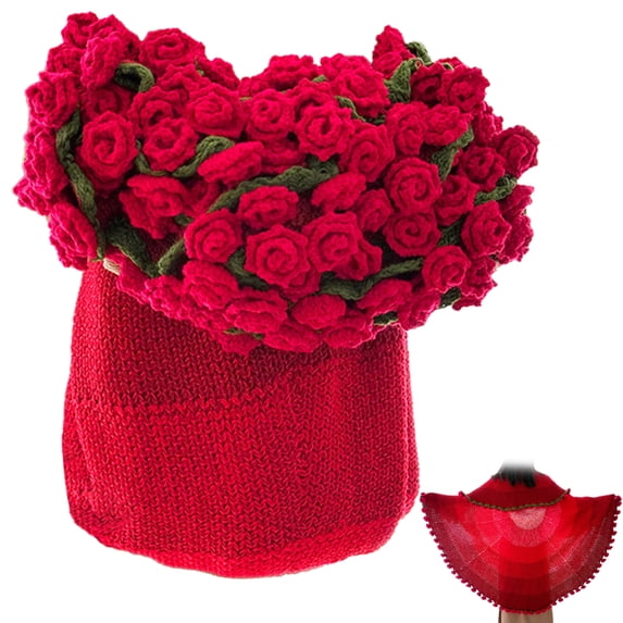 VirenLux Crochet Flower Bouquet Throw Blanket Handmade Knitted with Rose Flower Sunflower Cute Romantic Gift for Her Girlfriend Mom Mother’s Day Valentine Wedding Anniversary Birthday, 63 Inches