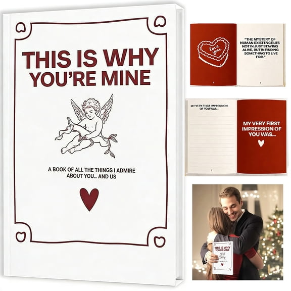 VirenLux This is Why You're Mine Couples Love Story Journal Keepsake Book - Write Your Own Stores Heart Beating Moments Memorial Diary Gift for Wedding Engagement Valentine's Day to Him or Her