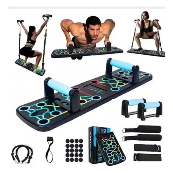 Virenlux 17 in 1 Push up Board Fitness Portable Foldable Home Gym Equipment with Resistance Bands Non-Slip Pushup Bar Strength Training Trainer for Men Women Chest Shoulders Back Triceps