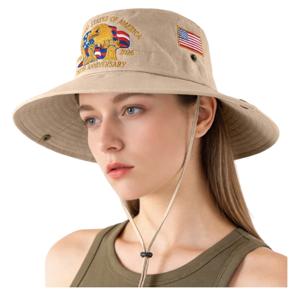 Virenlux 250th Anniversary Sun Hat for Women Men Patriotic USA 1776-2026 Commemorative Trucker Fisherman Cap Adjustable All-Season Wide Brim Fishing Hats Independence Day Celebrations Americans