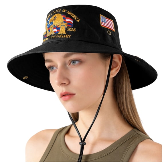Virenlux 250th Anniversary Sun Hat for Women Men Patriotic USA 1776-2026 Commemorative Trucker Fisherman Cap Adjustable All-Season Wide Brim Fishing Hats Independence Day Celebrations Americans