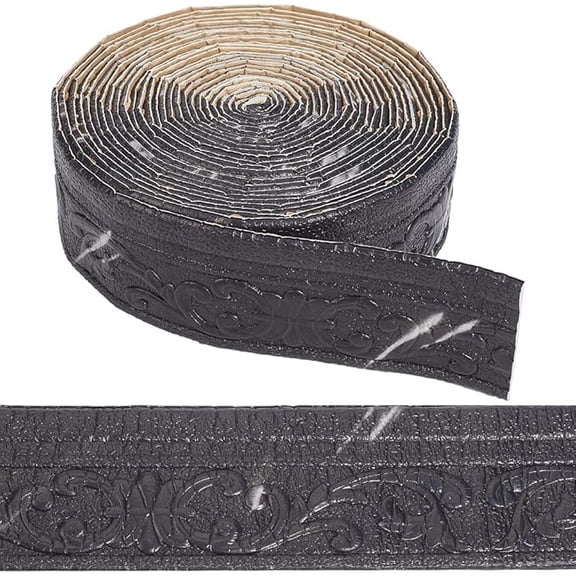 Virenlux 394 x 3.14 in Peel and Stick Crown Molding Self Adhesive Flexible 3D Black Grain Wallpaper Border Baseboard Trim Sticky Wall Edging Base Lines Foam for Hotel Bathroom Home DIY